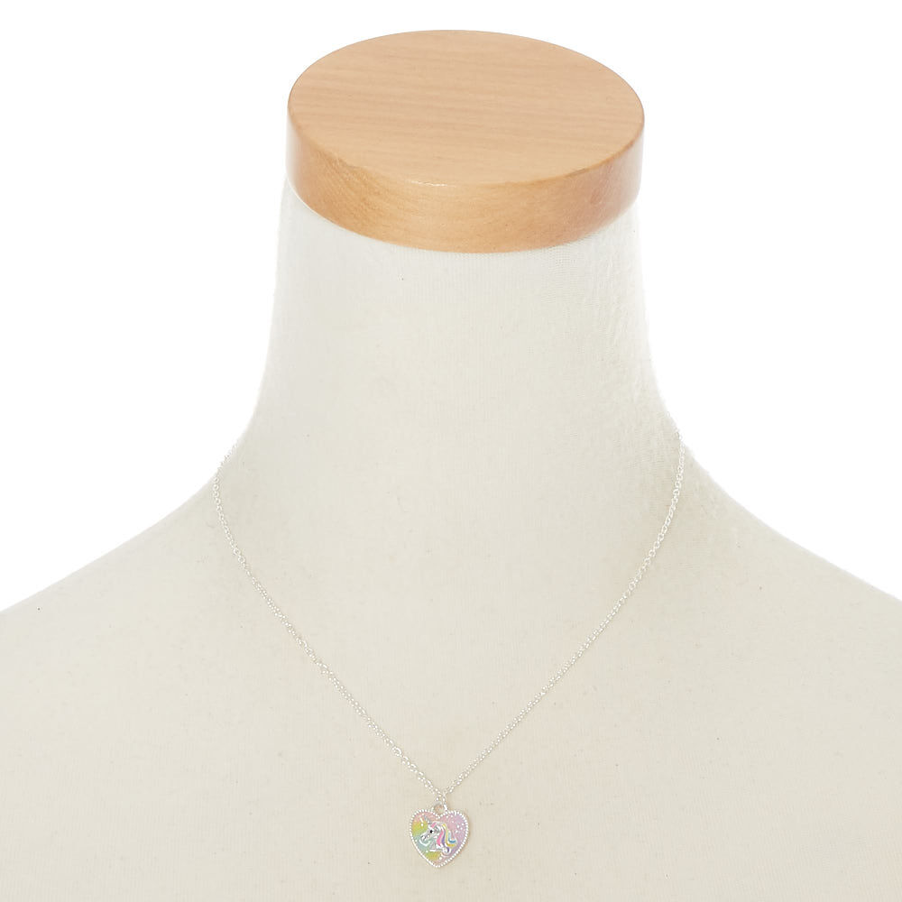 Collier à pendentif licorne arc-en-ciel pastel,