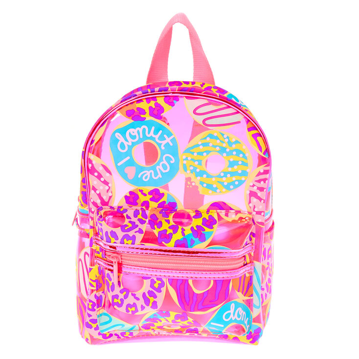 Claire's Mini sac à dos à imprimé donut et animal fluo - Rose