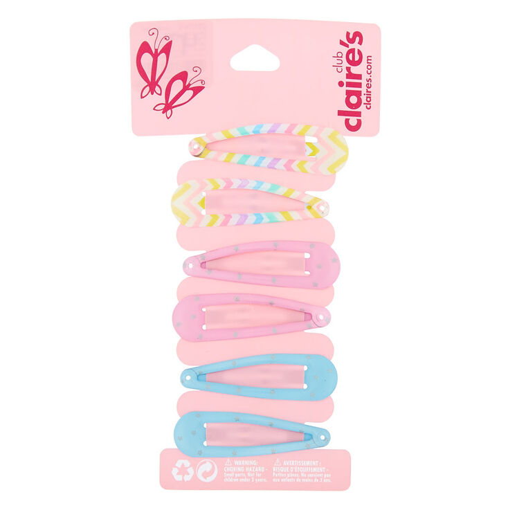 Lot de 6&nbsp;barrettes clic clac arc-en-ciel &agrave; motifs pastel du Claire&#39;s&nbsp;Club,