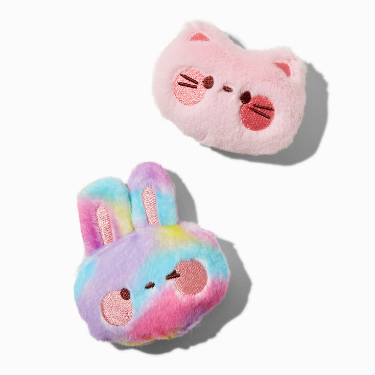 Tie Dye Bunny &amp; Pink Cat Plush Magnet Set - 2 Pack,