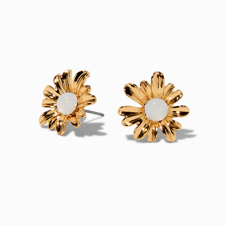 Clous d&#39;oreilles marguerite couleur dor&eacute;e,