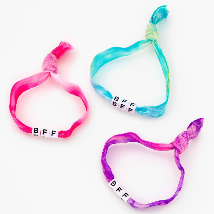 Bracelets perl&eacute;s en tissu r&eacute;glable tie-dye best friends - Lot de 3,