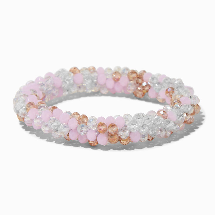 Pink Beaded Stretch Bracelet ,