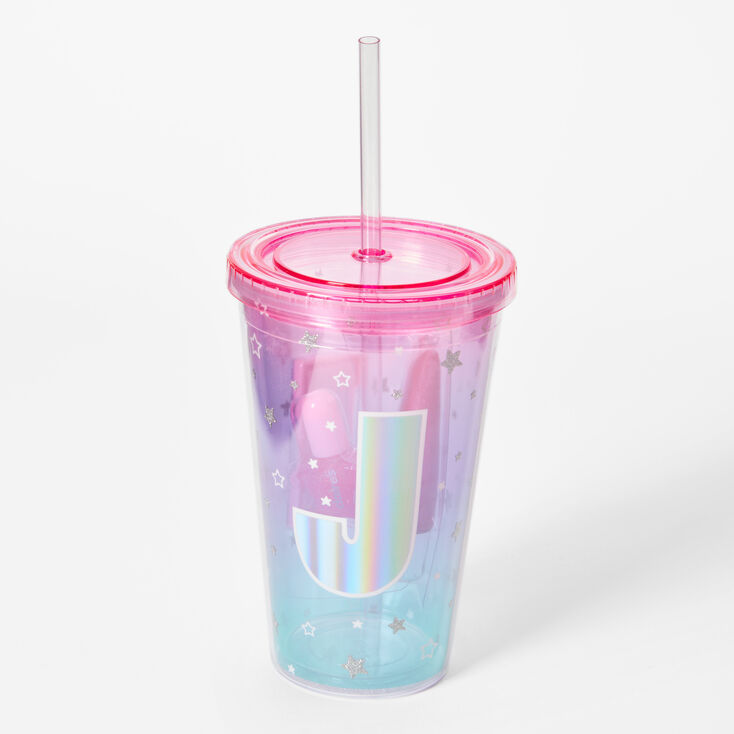 Initial Tumbler - Pink, J,