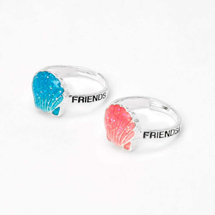 Best Friends Glitter Shell Rings - 2 Pack,