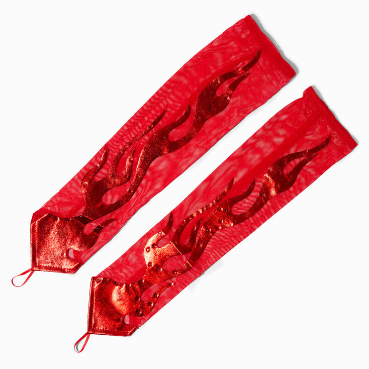 Red Devil Flame Design Arm Warmers,