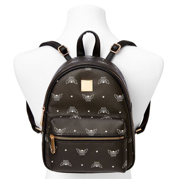 Love Angel Wings Small Backpack - Black | Claire's US