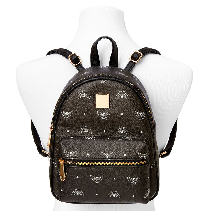 Love Angel Wings Black Small Backpack,