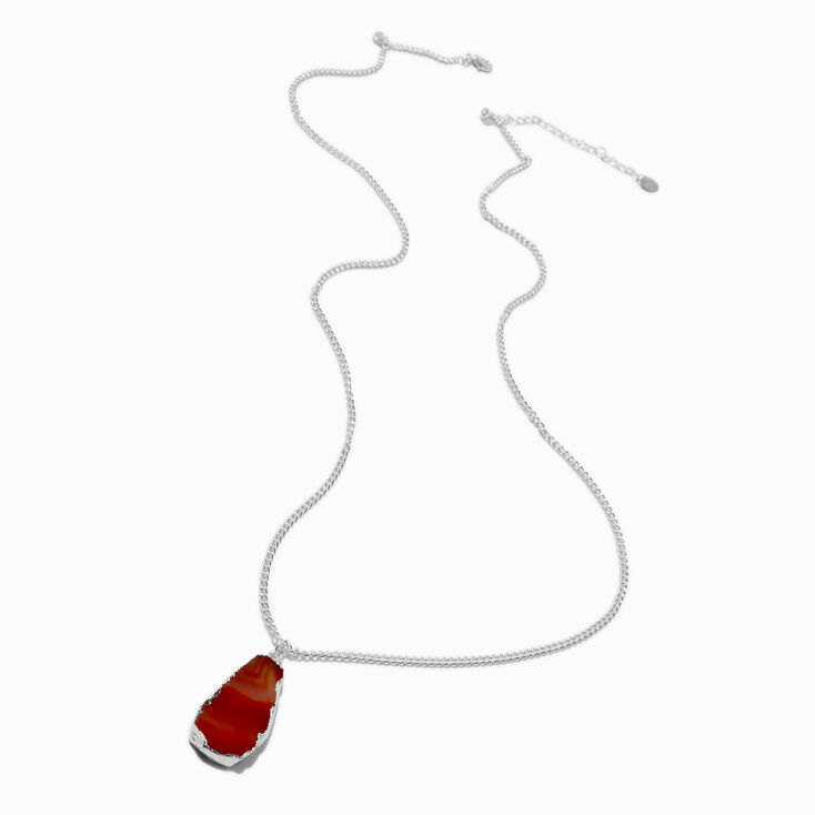 Red Agate Long Pendant Necklace,