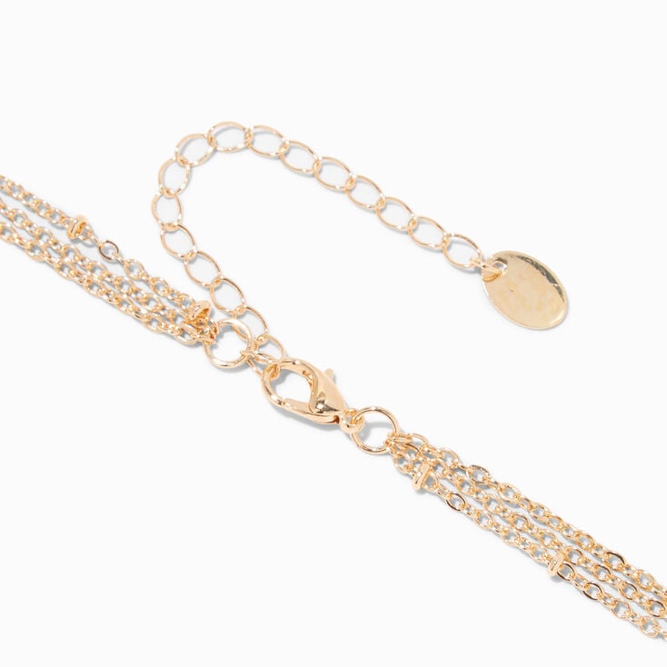 Gold Stick Multi-Strand Chain Necklace,