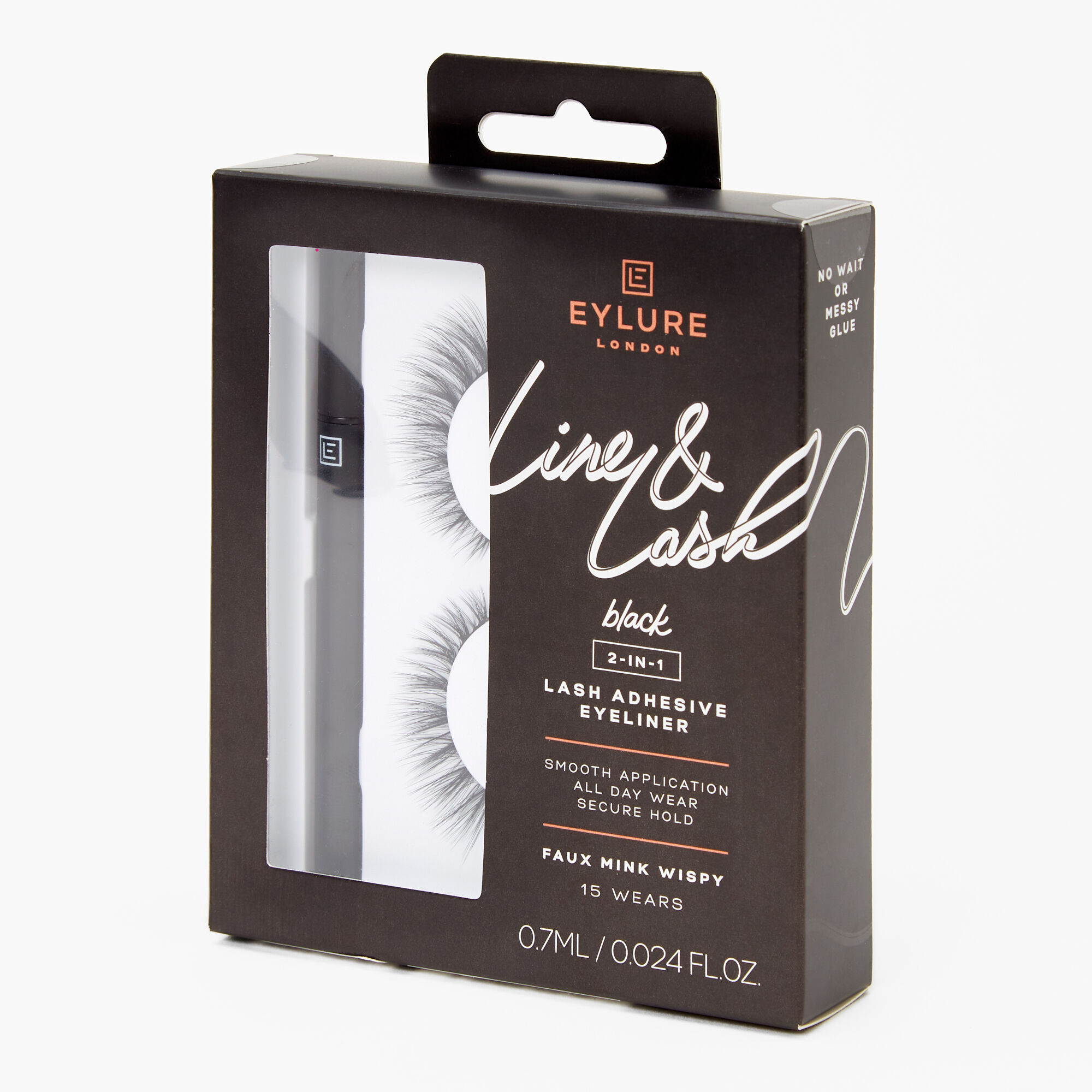 View Claires Eylure Line Lash Faux Mink Wispy False Lashes Liner Black information