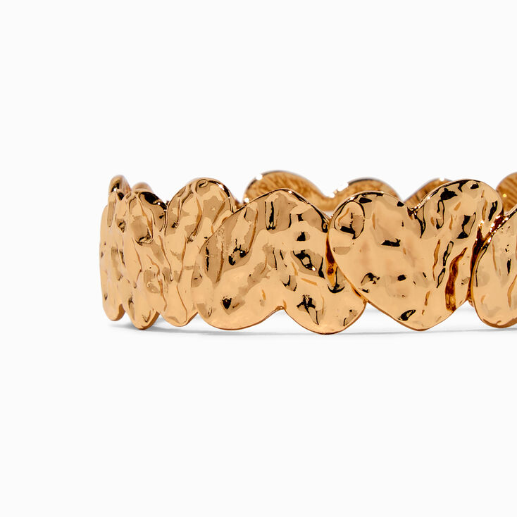 Gold-tone Textured Heart Stretch Bracelet ,