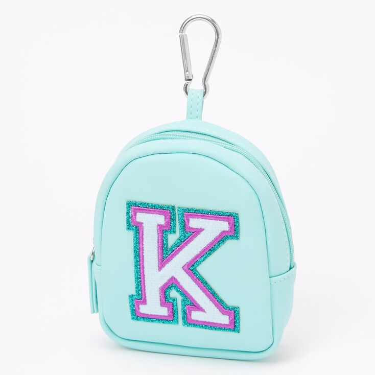 Mint Varsity Initial Mini Backpack Keychain - K,