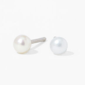 14kt White Gold Pearl Studs Baby Ear Piercing Kit with Ear Care Solution,