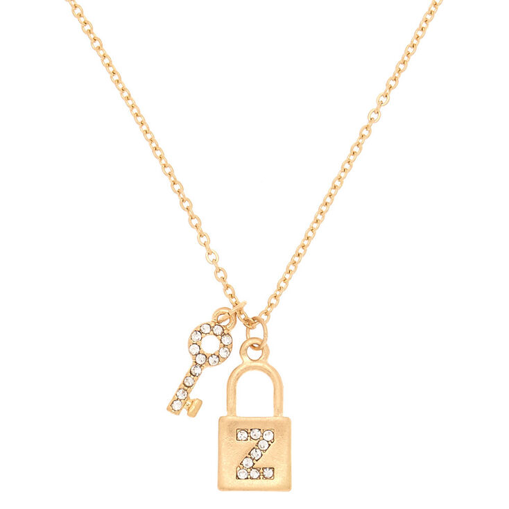Claire's Collier à pendentif cadenas et clé couleur doré avec initiale - Z