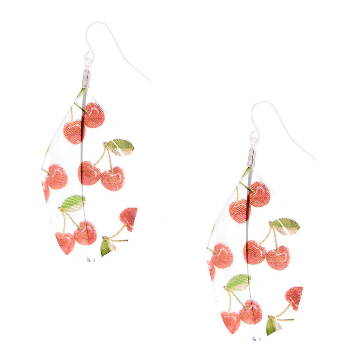 Claire's Pendantes à plumes et cerises rouges 5 cm