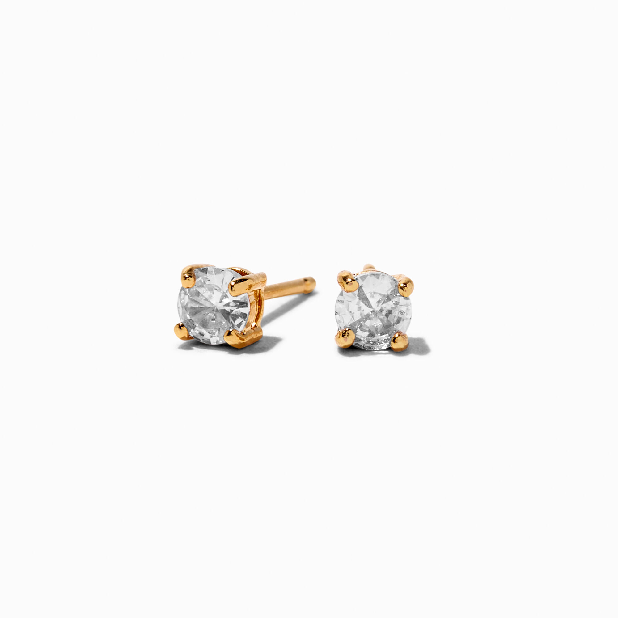 View Claires 18K Plated Cubic Zirconia 4MM Round Stud Earrings Gold information