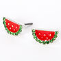 Silver Watermelon Slice Stud Earrings,