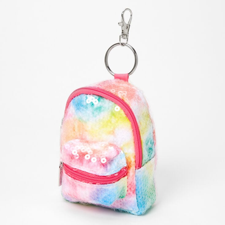 Tie Dye Sequin Mini Backpack Keychain,