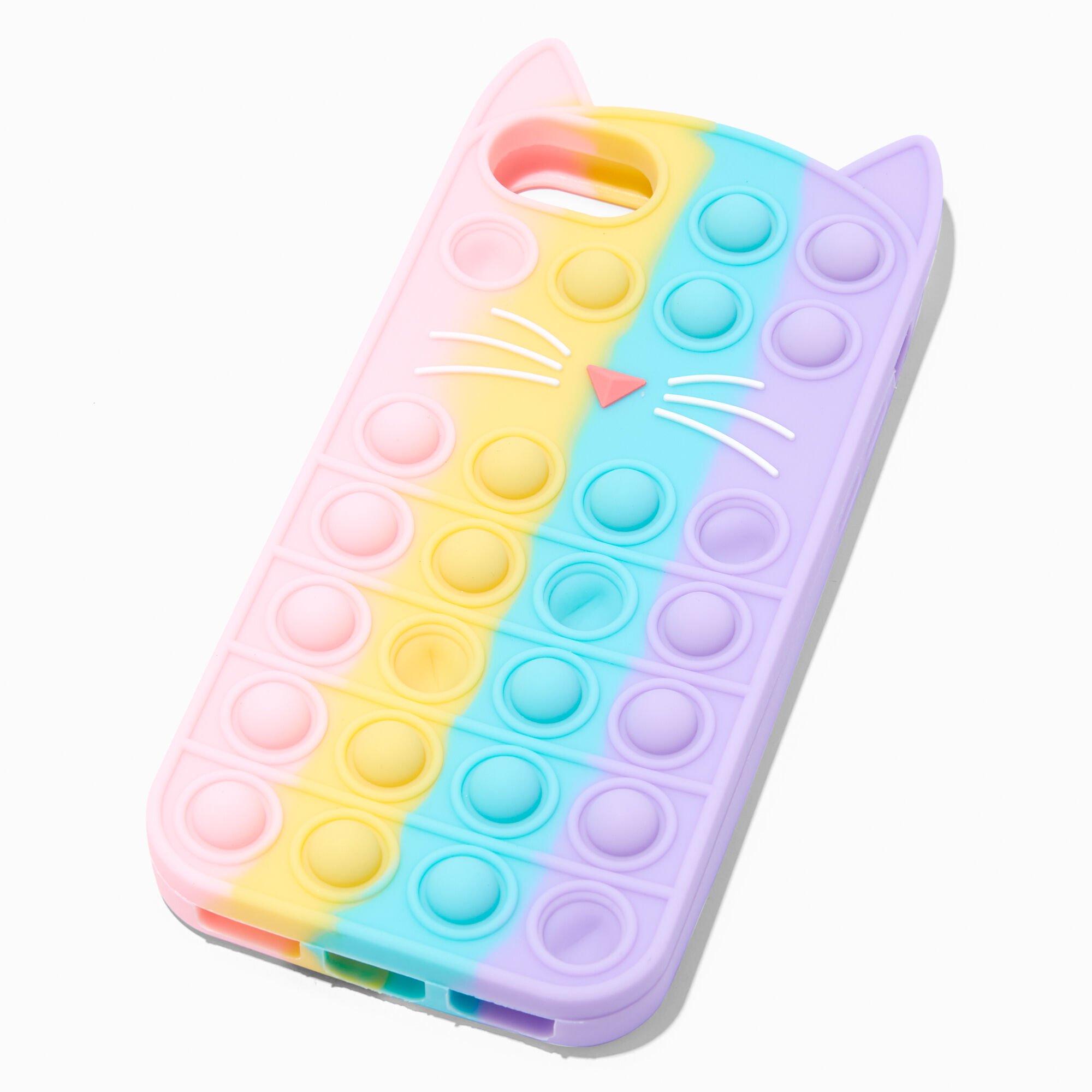 View Claires Cat Popper Phone Case Fits Iphone 678 Se Rainbow information
