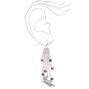 Silver 2&quot; Flying Witch Drop Earrings,