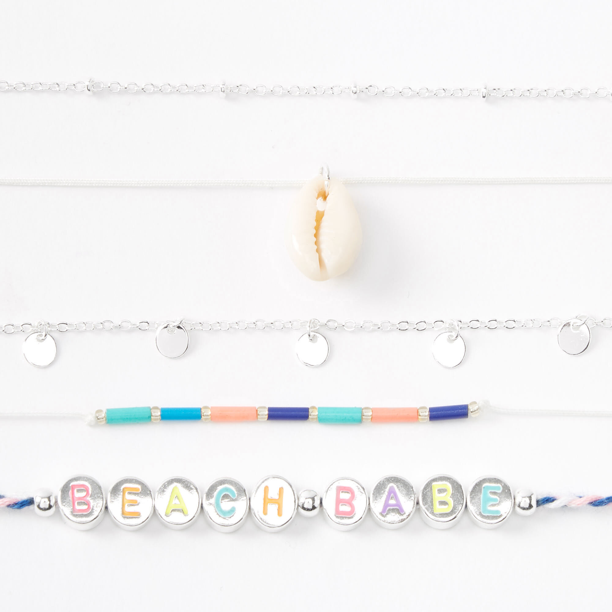 Silver Beach Babe Mixed Choker Necklaces - 5 Pack,