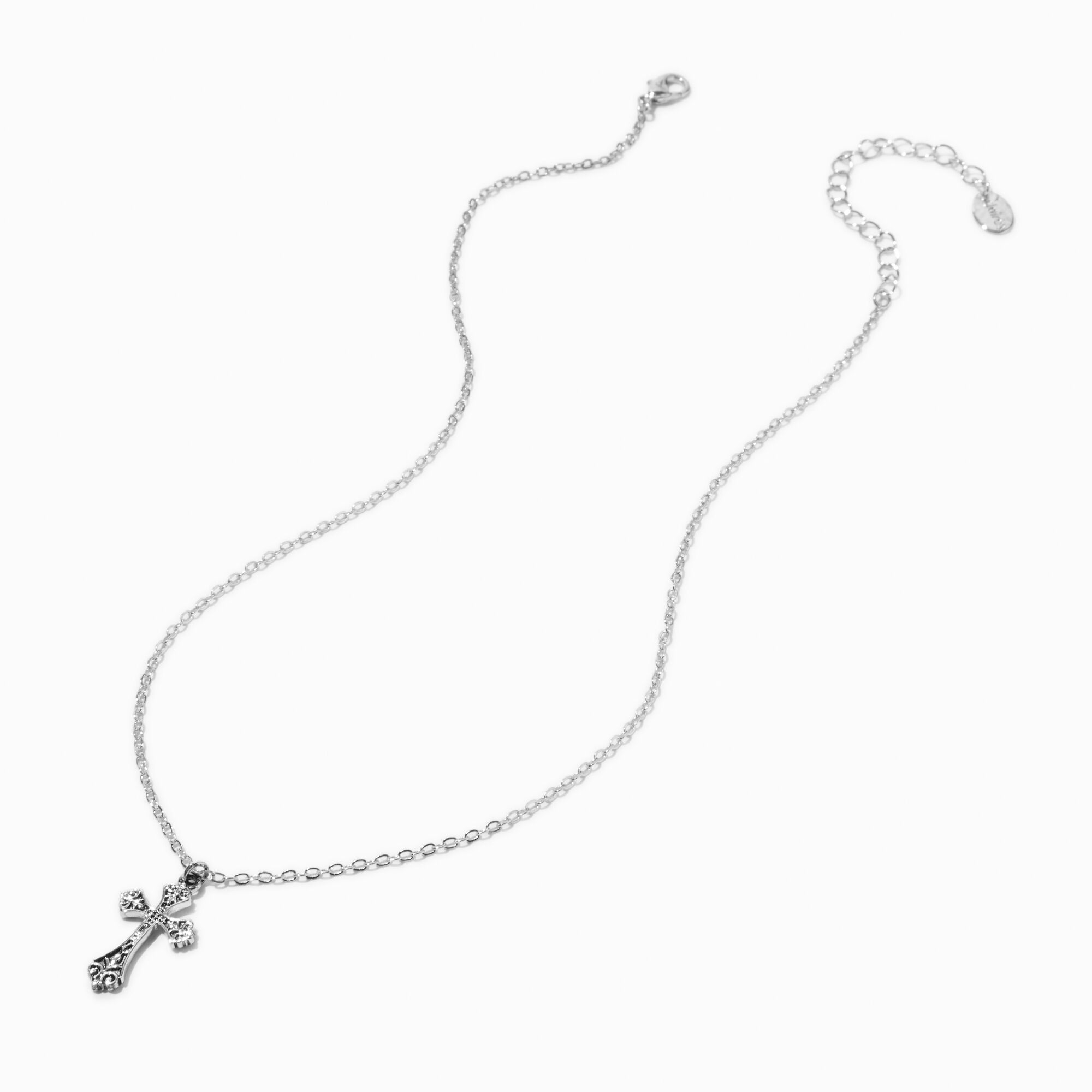 Silver-tone Cross Pendant Necklace,