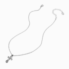 Silver-tone Cross Pendant Necklace,