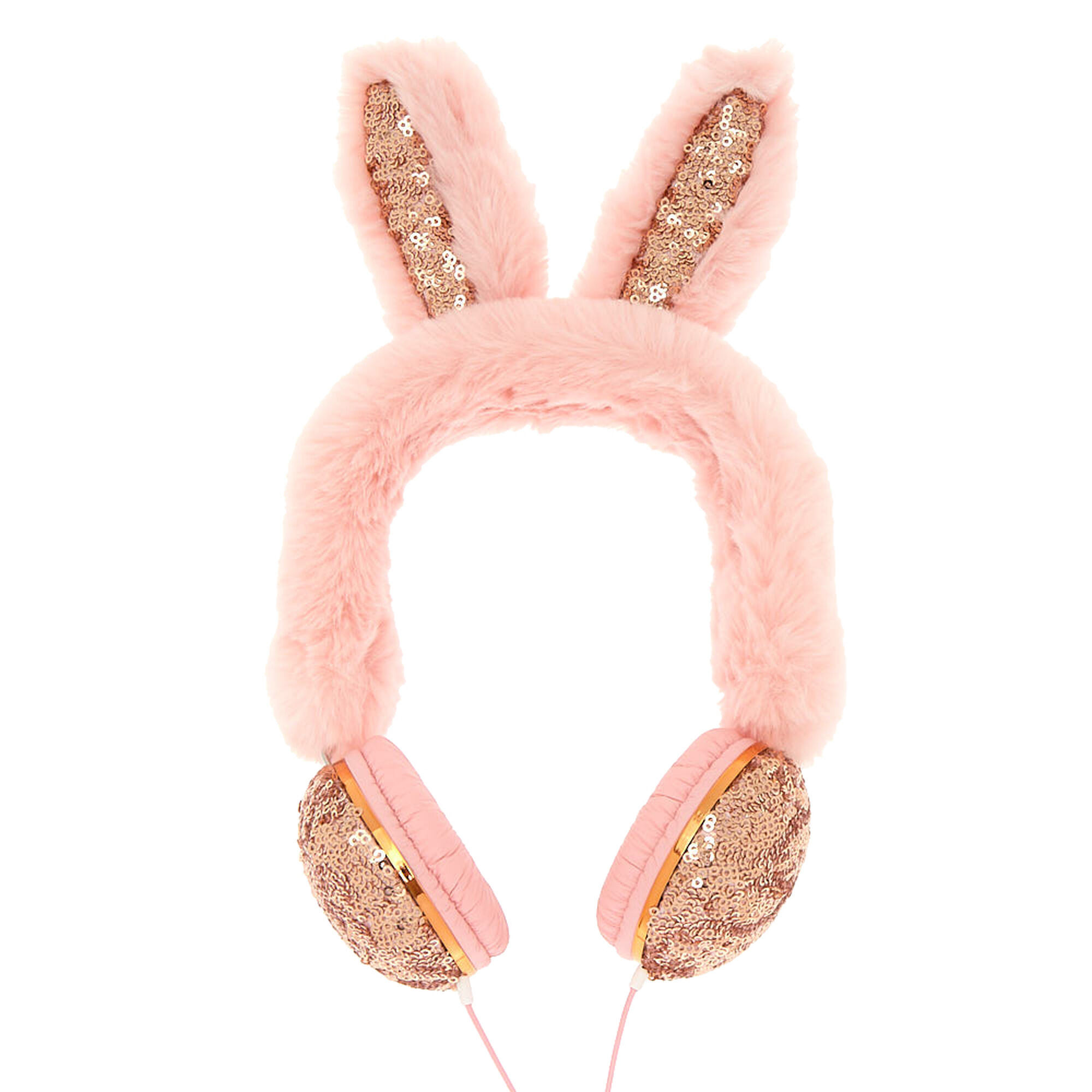 Faux Fur Sequin Bunny Headphones Pink Claire S
