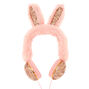 Faux Fur Sequin Bunny Headphones - Pink,