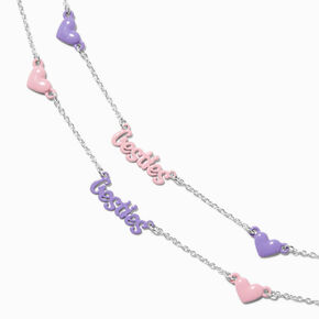 Best Friends Pink &amp; Purple Besties Heart Pendant Necklaces - 2 Pack,