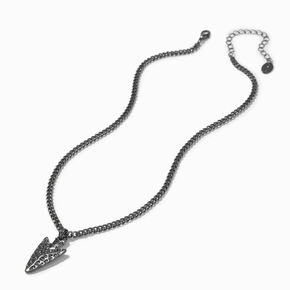Hematite Hammered Arrowhead Pendant Necklace ,