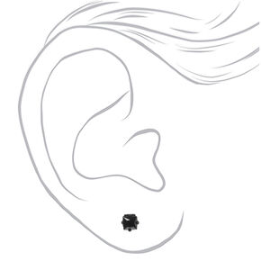 Black Cubic Zirconia 4mm Square Stud Earrings,