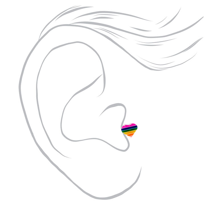 Silver Multi Rainbow Changeable Tragus Flat Back Earrings - 6 Pack,