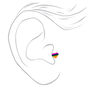 Silver-tone Multi Rainbow Changeable Tragus Flat Back Earrings - 6 Pack,