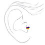 Silver Multi Rainbow Changeable Tragus Flat Back Earrings - 6 Pack,