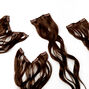 Wavy Faux Hair Clip In Extensions - Dark Brown, 4 Pack,