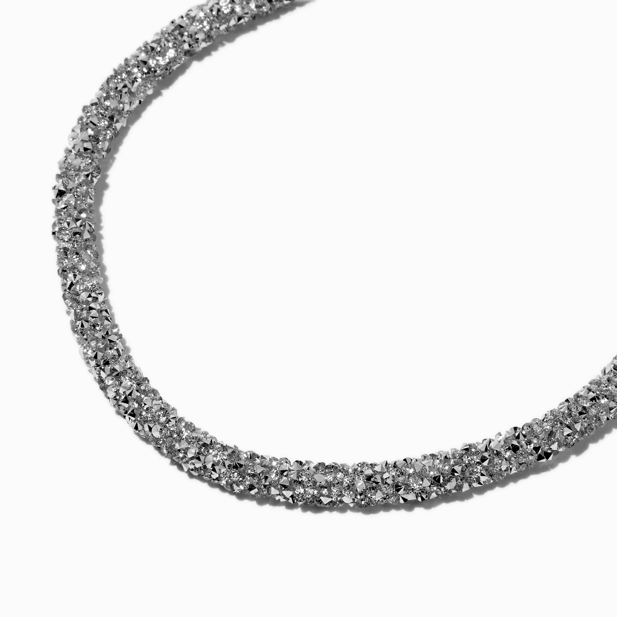 View Claires Club Glitter Necklace Silver information