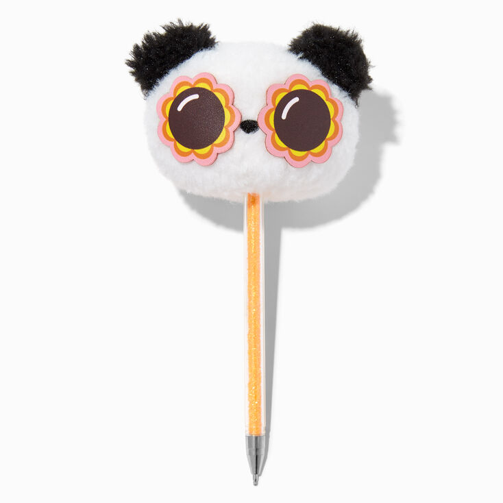 Stylo &agrave; pompon panda lunettes de soleil duveteux,