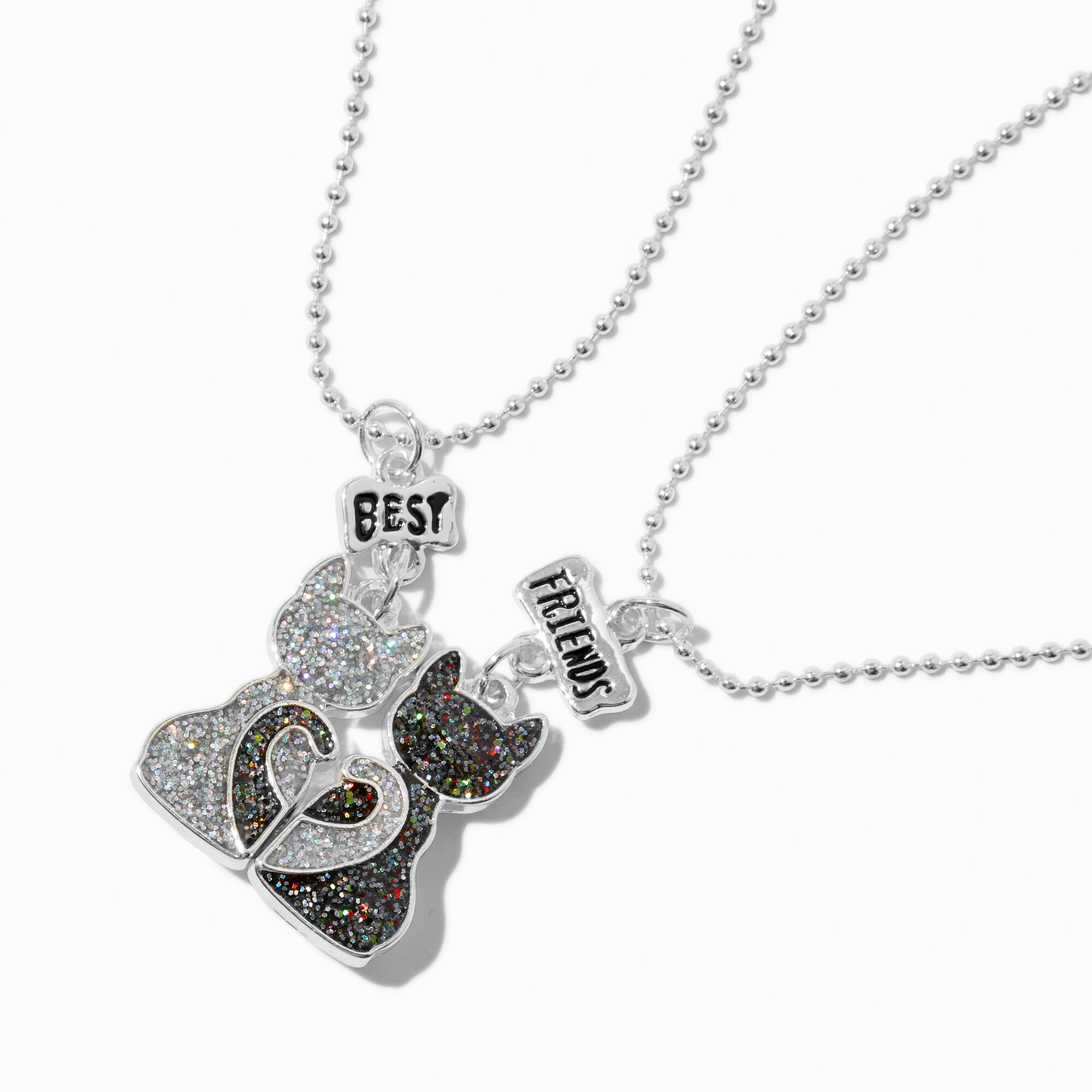 Best Friends Glitter Kitty Cat Pendant Necklaces 2 Pack Claire s US