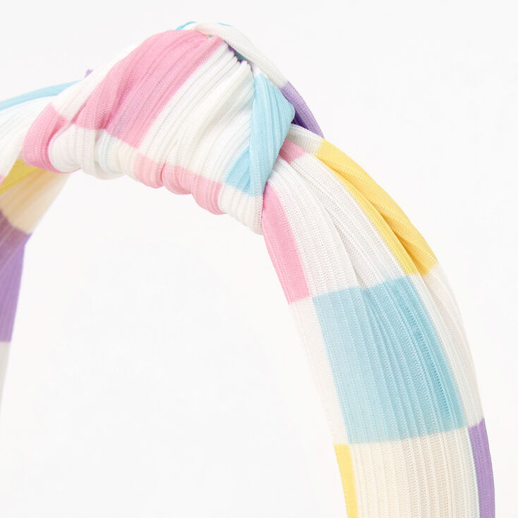 Pastel Check Knotted Bow Headband,