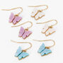 Gold 1&quot; Butterfly Drop Earrings - 3 Pack,