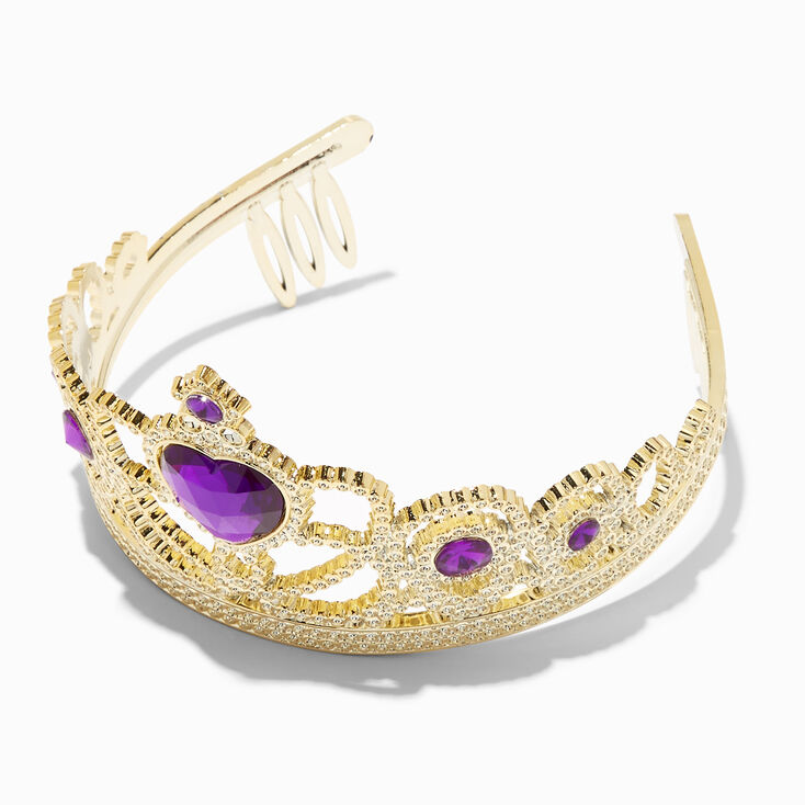 Claire&#39;s Club Dark Purple Heart Dangle Gold Crown,