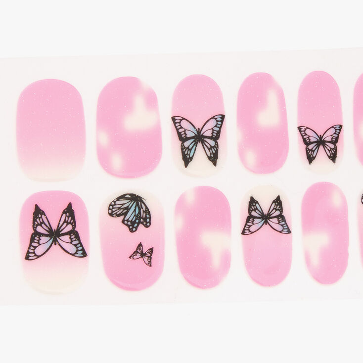 Pink Clouds & Butterflies Vegan Nail Wraps Set - 24 Pack | Claire's