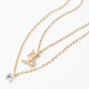 Gold Cubic Zirconia Zodiac Multi Strand Necklace - Capricorn,