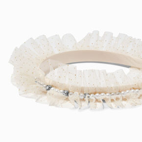 Ivory Glitter Tulle &amp; Pearl Headband,