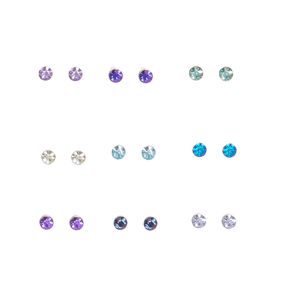 Small Colored Crystal Stud Earrings 9 Pack Claire s US
