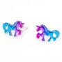 Anodized Unicorn Stud Earrings,