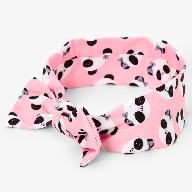 Claire&#39;s Club Panda Print Bow Headwrap - Pink,