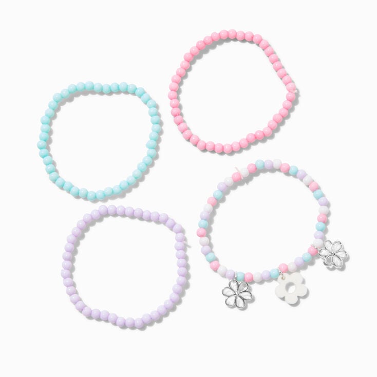 Bracelets &eacute;lastiques perl&eacute;s avec perles de rocaille pastel Claire&#39;s&nbsp;Club - Lot de 4,